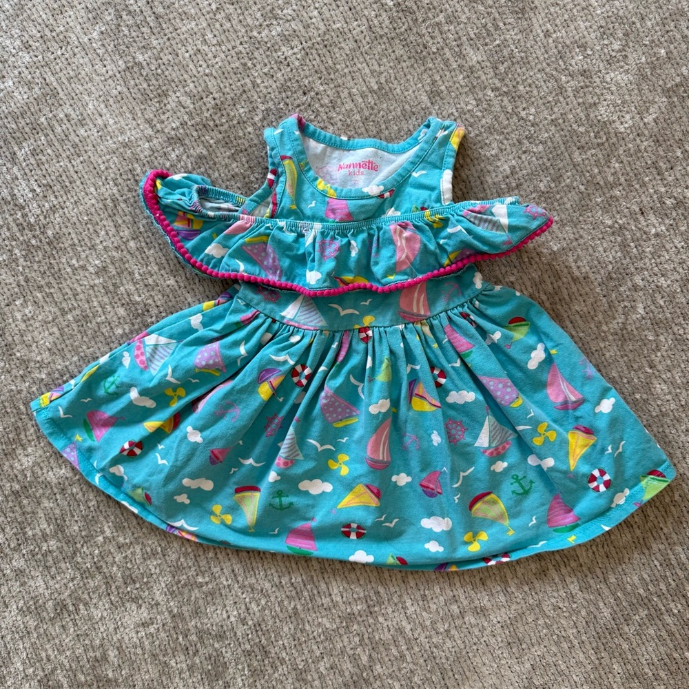 Nanette Kids Sailboat Print Ruffle‎ Dress 2T